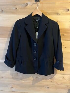 Talbots “The Grace Fit” black peplum blazer NWT